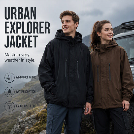 Windproof Hooded Cargo Jacket Waterproof Outdoor Streetwear Coat