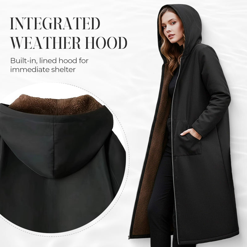 ✨👚Women’s Vintage Fuzzy-Lined Long Coat With Hood