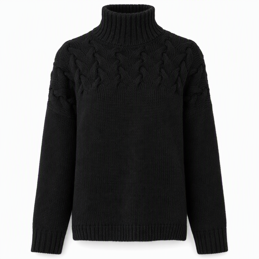 🧶 Cozy Cable-Knit Style | Turtleneck Pullover Sweater