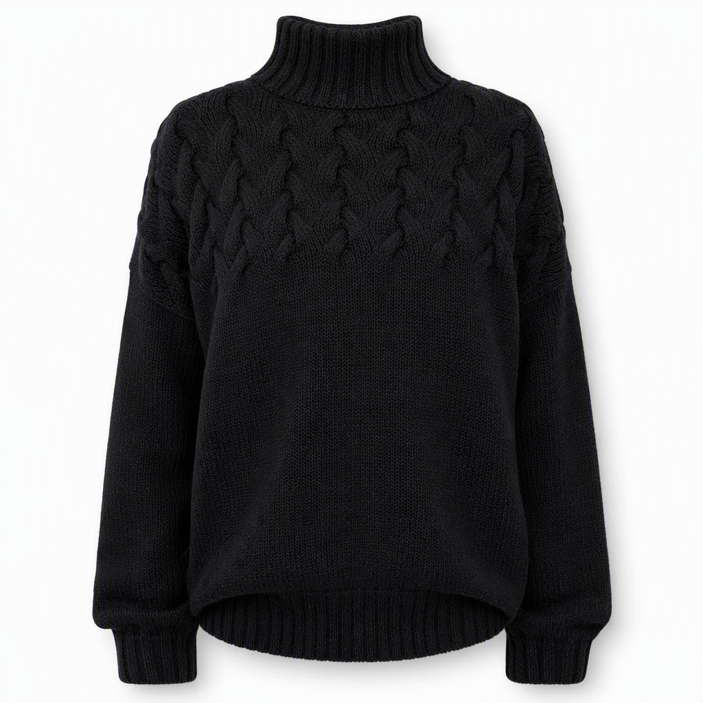🧶 Cozy Cable-Knit Style | Turtleneck Pullover Sweater