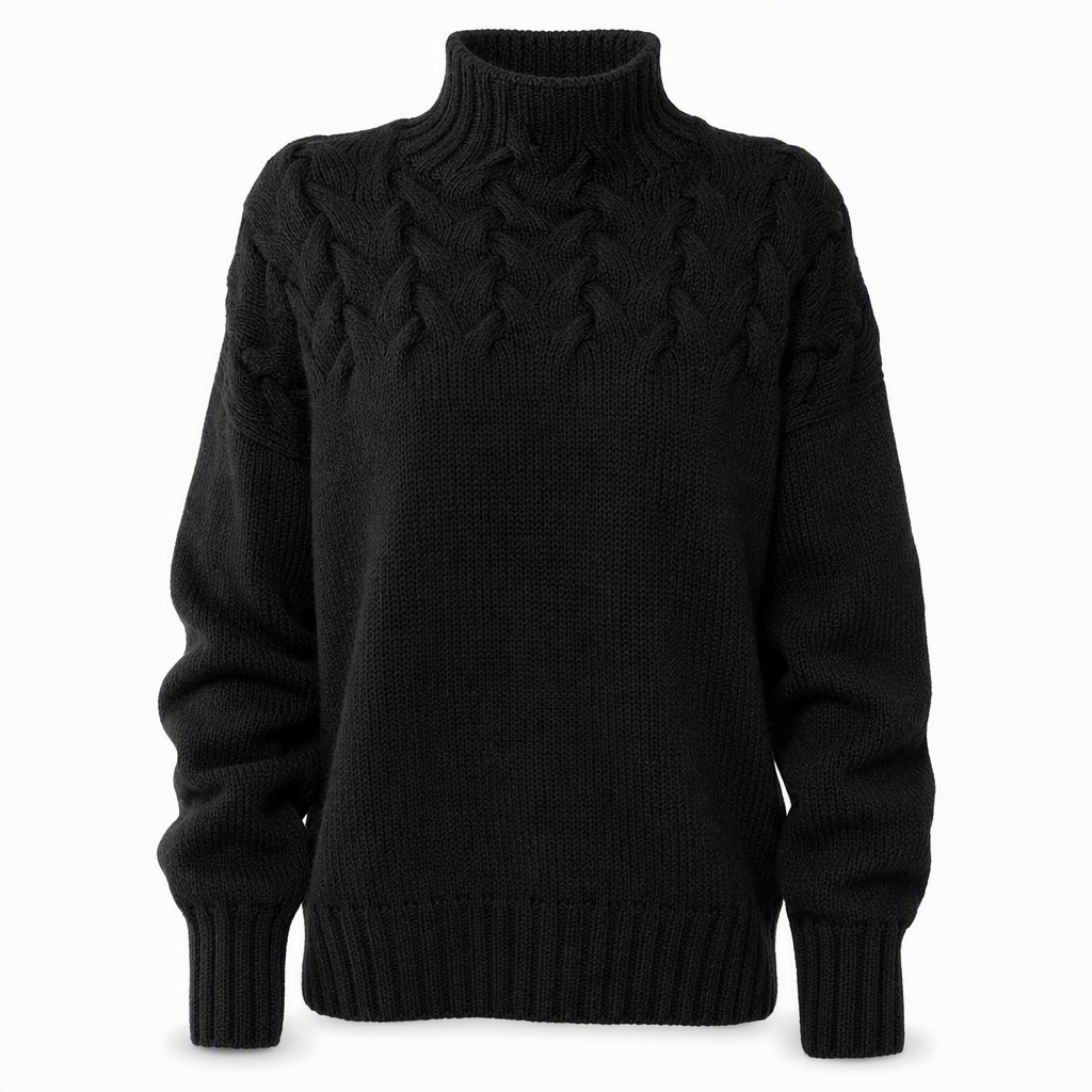 🧶 Cozy Cable-Knit Style | Turtleneck Pullover Sweater