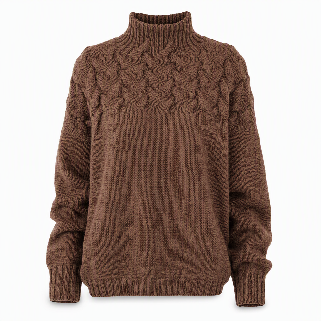 🧶 Cozy Cable-Knit Style | Turtleneck Pullover Sweater