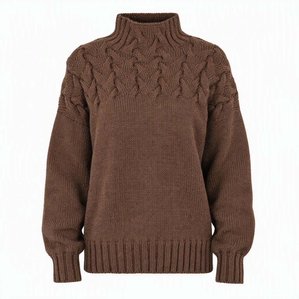 🧶 Cozy Cable-Knit Style | Turtleneck Pullover Sweater