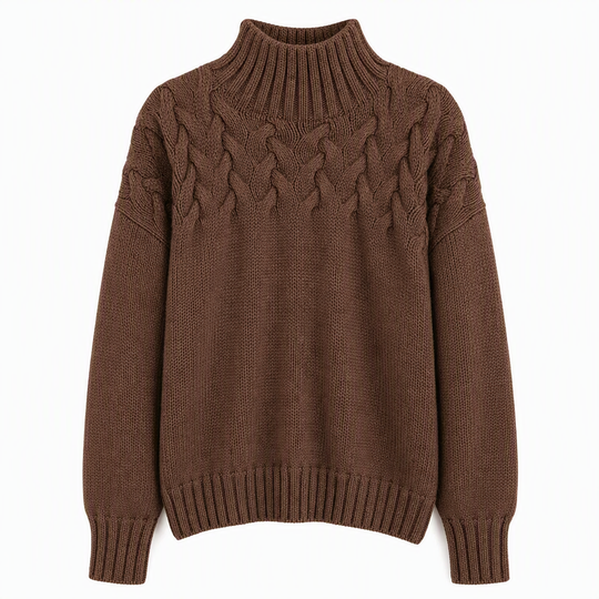 🧶 Cozy Cable-Knit Style | Turtleneck Pullover Sweater