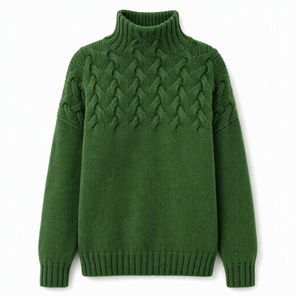 🧶 Cozy Cable-Knit Style | Turtleneck Pullover Sweater