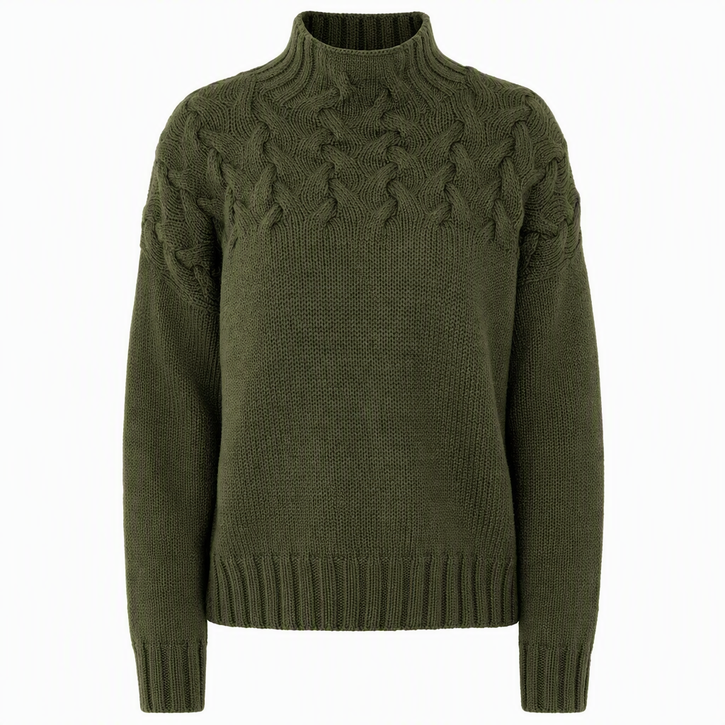 🧶 Cozy Cable-Knit Style | Turtleneck Pullover Sweater