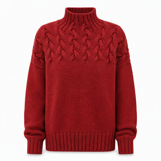 🧶 Cozy Cable-Knit Style | Turtleneck Pullover Sweater