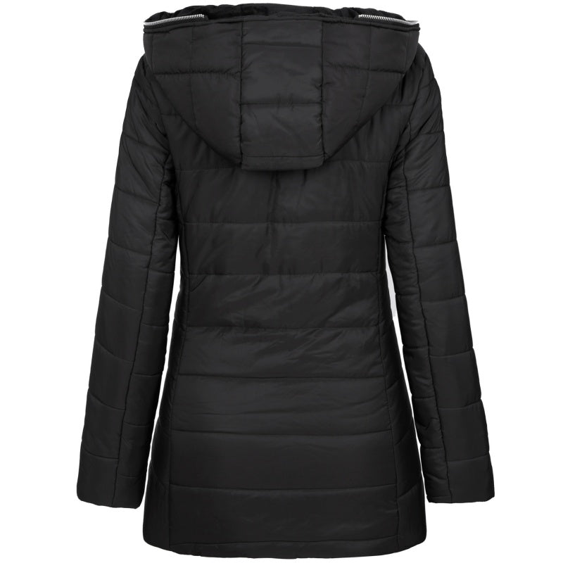 💯 Warmth Without the Bulk | Women's Plush-Lined Hooded Mid-Length Coat⚡Free shipping