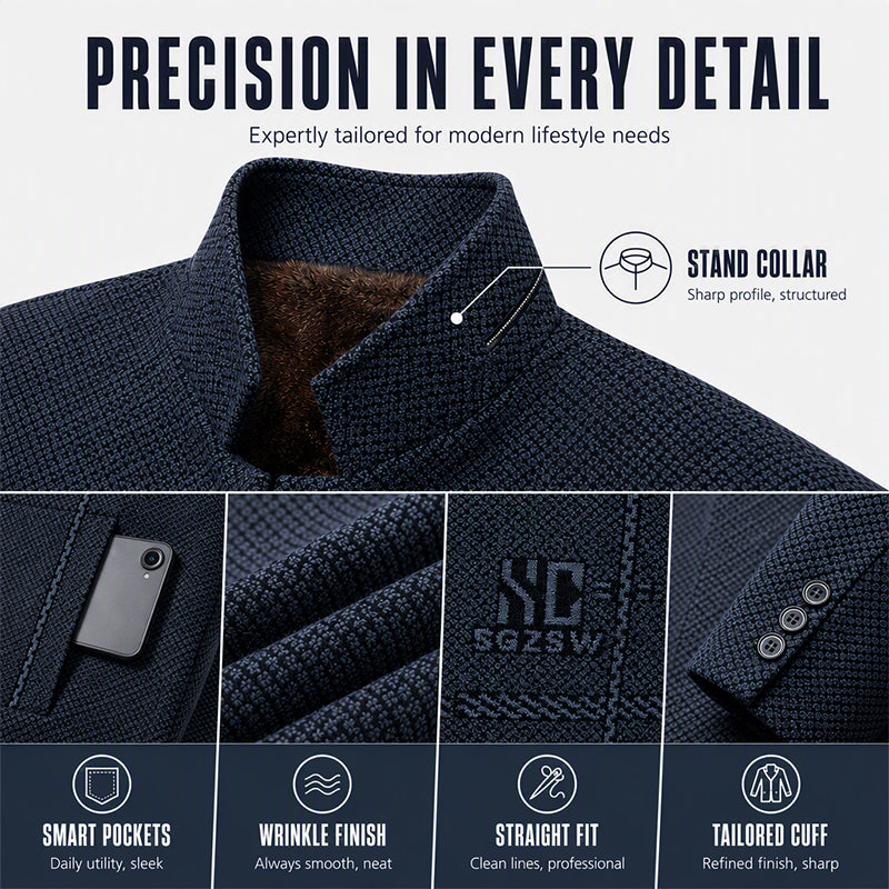 Men's Slim-Fit Mandarin Collar Blazer