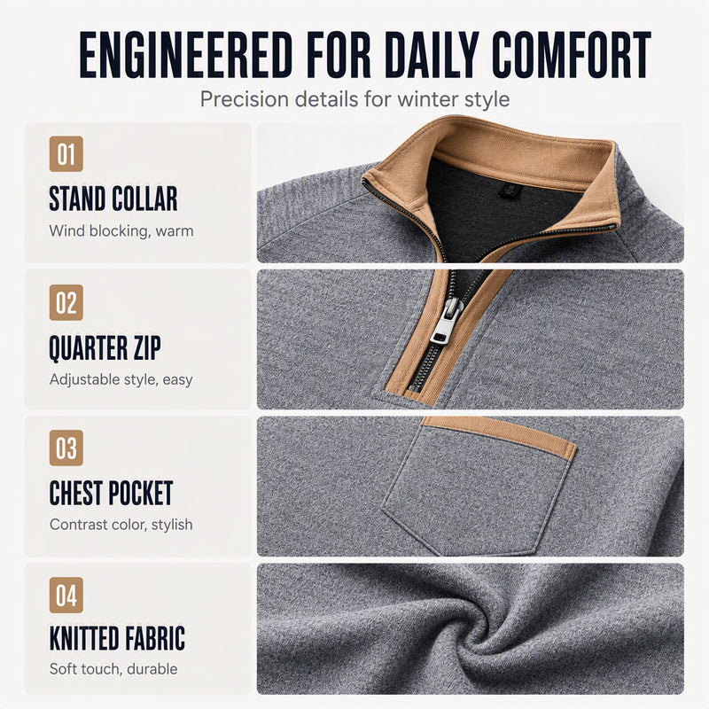 Hot Sale 50% OFF🔥Men's Warm-Lined Quarter-Zip Pullover