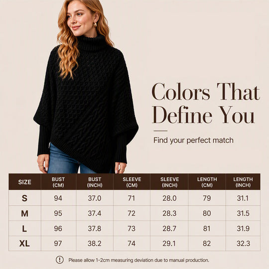 🧶 Rich Cable Texture, Relaxed Poncho Drape | Women&