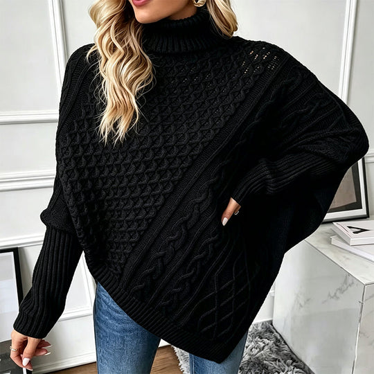 🧶 Rich Cable Texture, Relaxed Poncho Drape | Women&