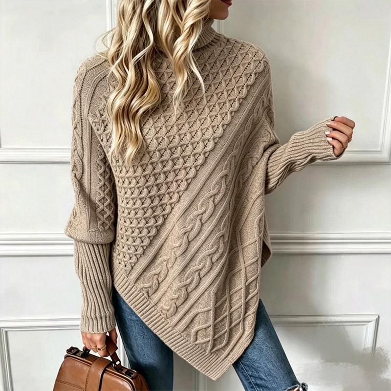 🧶 Rich Cable Texture, Relaxed Poncho Drape | Women&