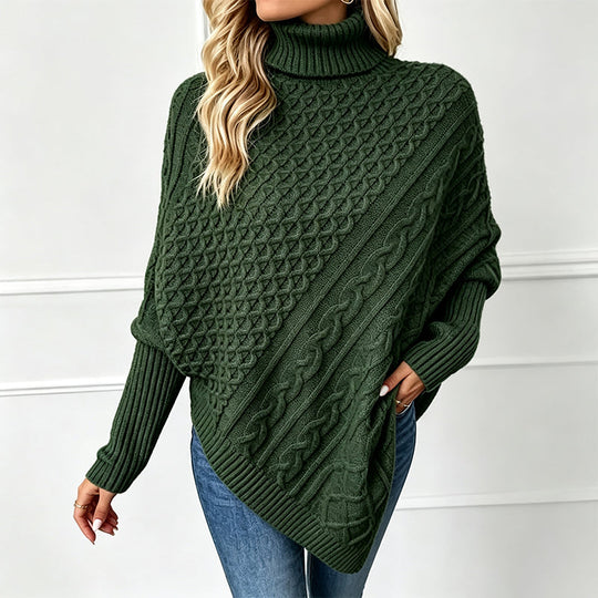 🧶 Rich Cable Texture, Relaxed Poncho Drape | Women&