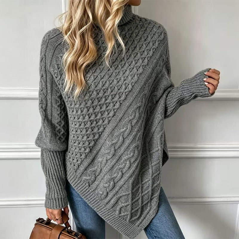 🧶 Rich Cable Texture, Relaxed Poncho Drape | Women&