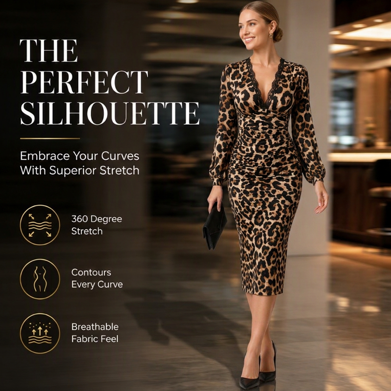 🖤Black Friday Sale:50% OFF 🐆 Lace V-Neck, Curve-Flattering Ruched Fit | Women&