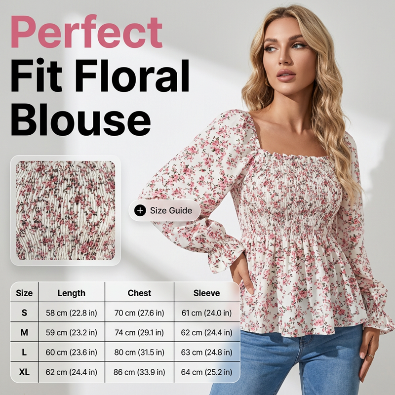 🌸 Women’s casual floral-print shirt – feminine, light and versatile