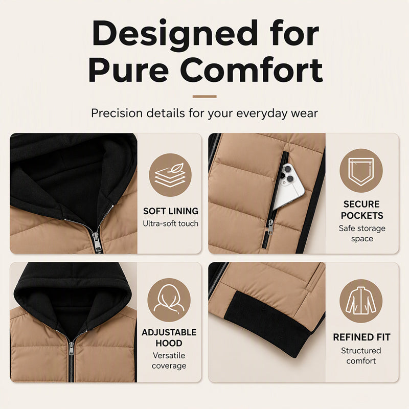 Women's Color-Block Padded Hooded Jacket