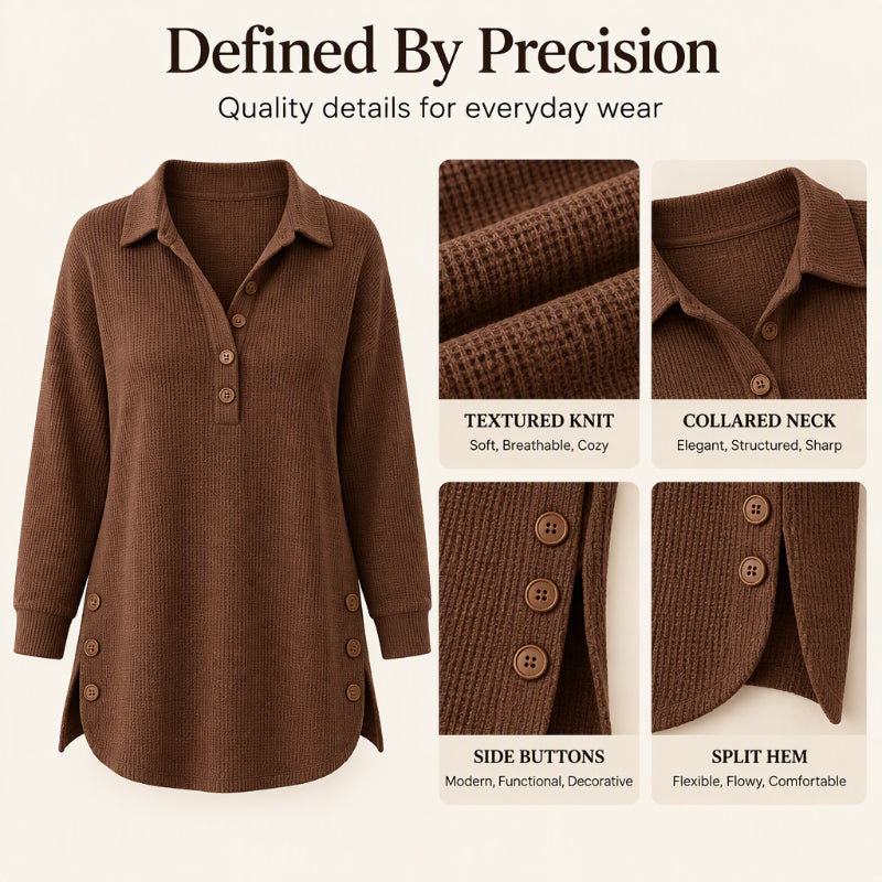 Women's Waffle Knit Long Sleeve Top