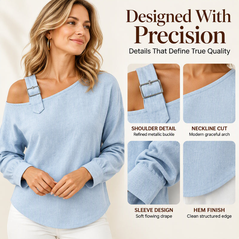 Women's Long Sleeve Asymmetric Off-Shoulder Top