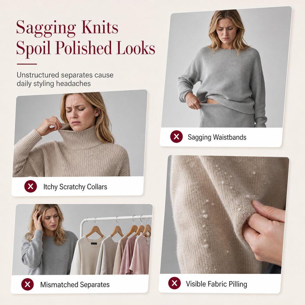 💗 Women's Solid Color Turtleneck Knit Pullover Sweater and Skirt Set