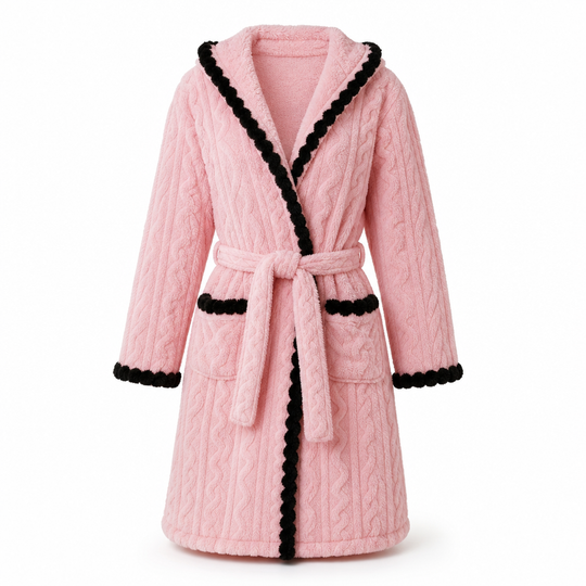 🎀 Thick Long Sleeve Knit Plush Bathrobe